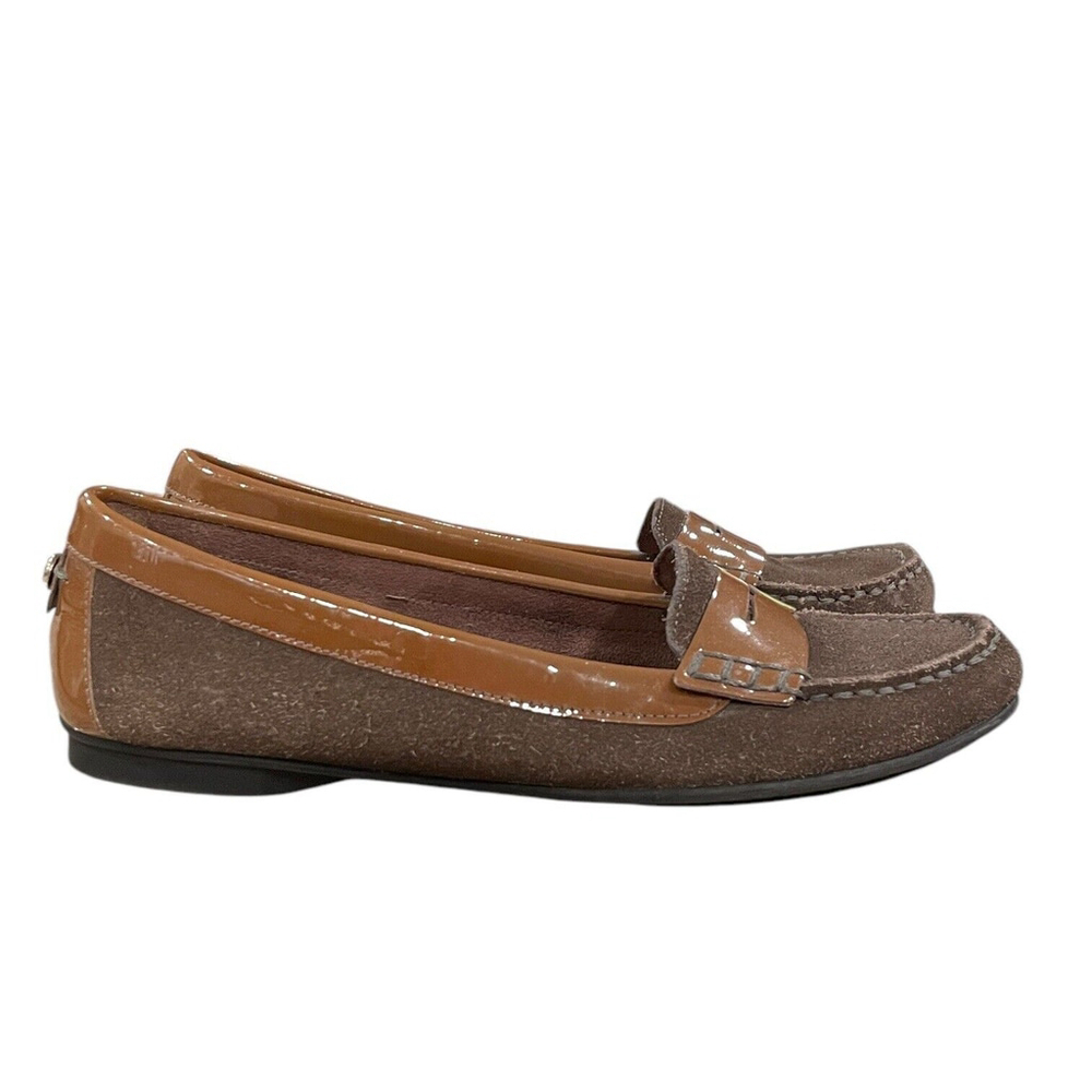 Antonio Melani Womens 6M Loafers Moccasin Two Tone Patent Suede Leather Slip On